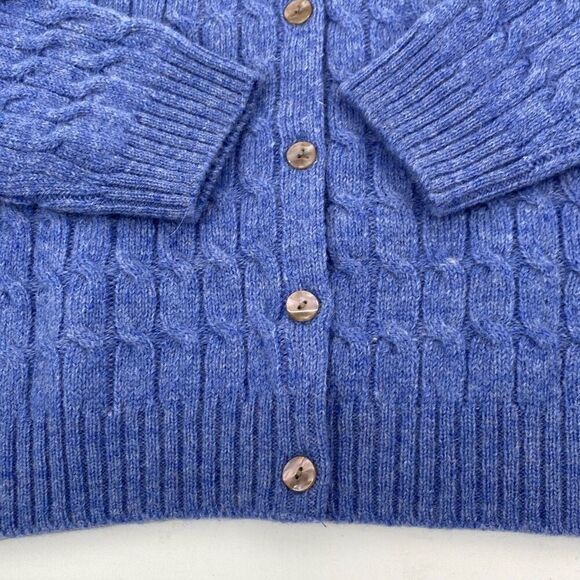 Norm Thompson Women's Cable Knit Wool Blend Cardigan Sweater Blue Medium NWOT - Picture 4 of 12